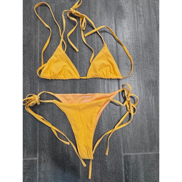 House of CB Bikini Triangle Top Ties Cheeky Thong Orange - Picture 4 of 7